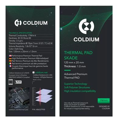 Pad Térmico Coldium Skade 120x20x1.0mm 17W/m-k